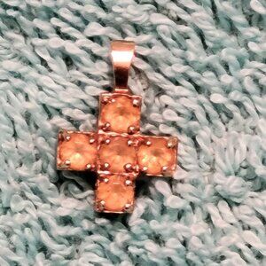 10k YELLOW GOLD CROSS WITH PINK SAPPHIRES